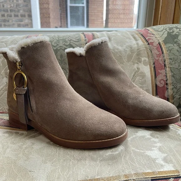 SEE BY CHLOE’ Louise Womens Leather Zip-On Shearling Ankle BootsN10-11